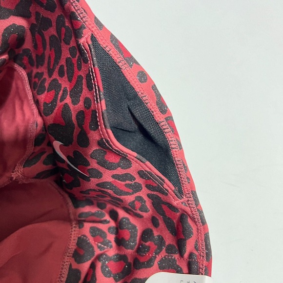 NIKE Woman Dri-FIT Animal Printed Mid-rise Leggings Burgundy/Black Sparkling, S - Picture 4 of 7
